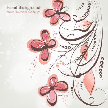 el ile tebrik vektör kartı retro tasarım çiçek, çiçek arka plan çekilmiş