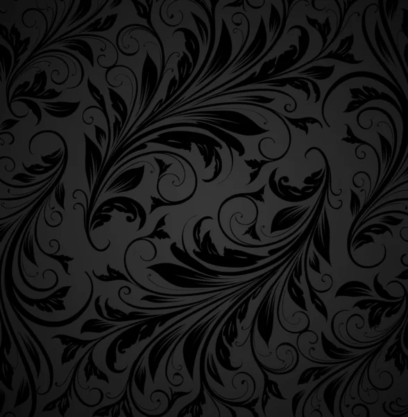 Seamless floral background with flowers pattern for wallpaper design, black. — Stock Vector