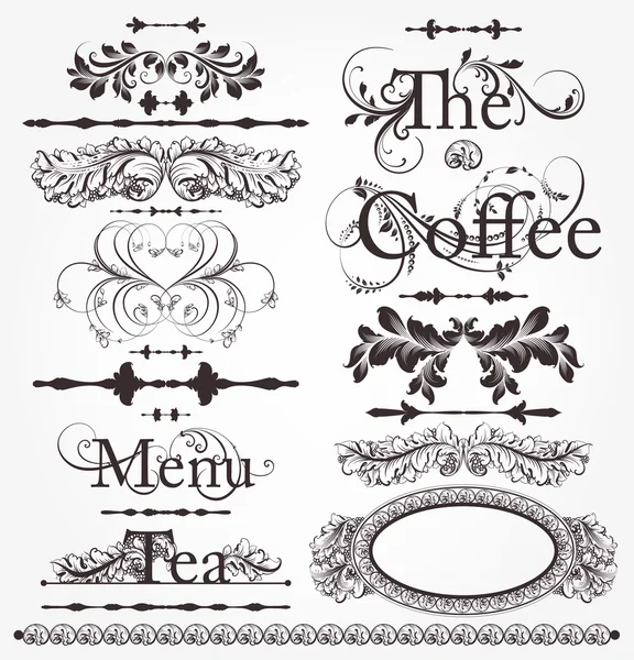 Set vettoriale: elementi di design calligrafico e decorazione della pagina — Vettoriale Stock