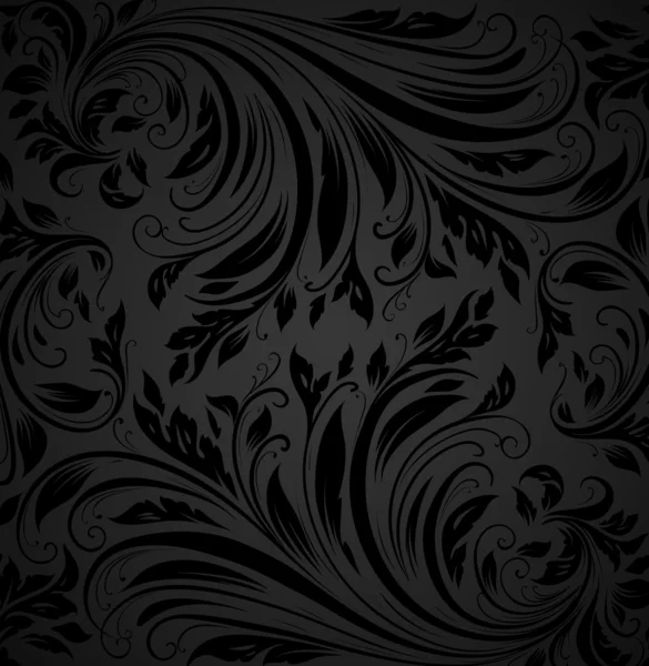黒の壁紙デザインのための花パターンとのシームレスな花の背景. — ストックベクタ