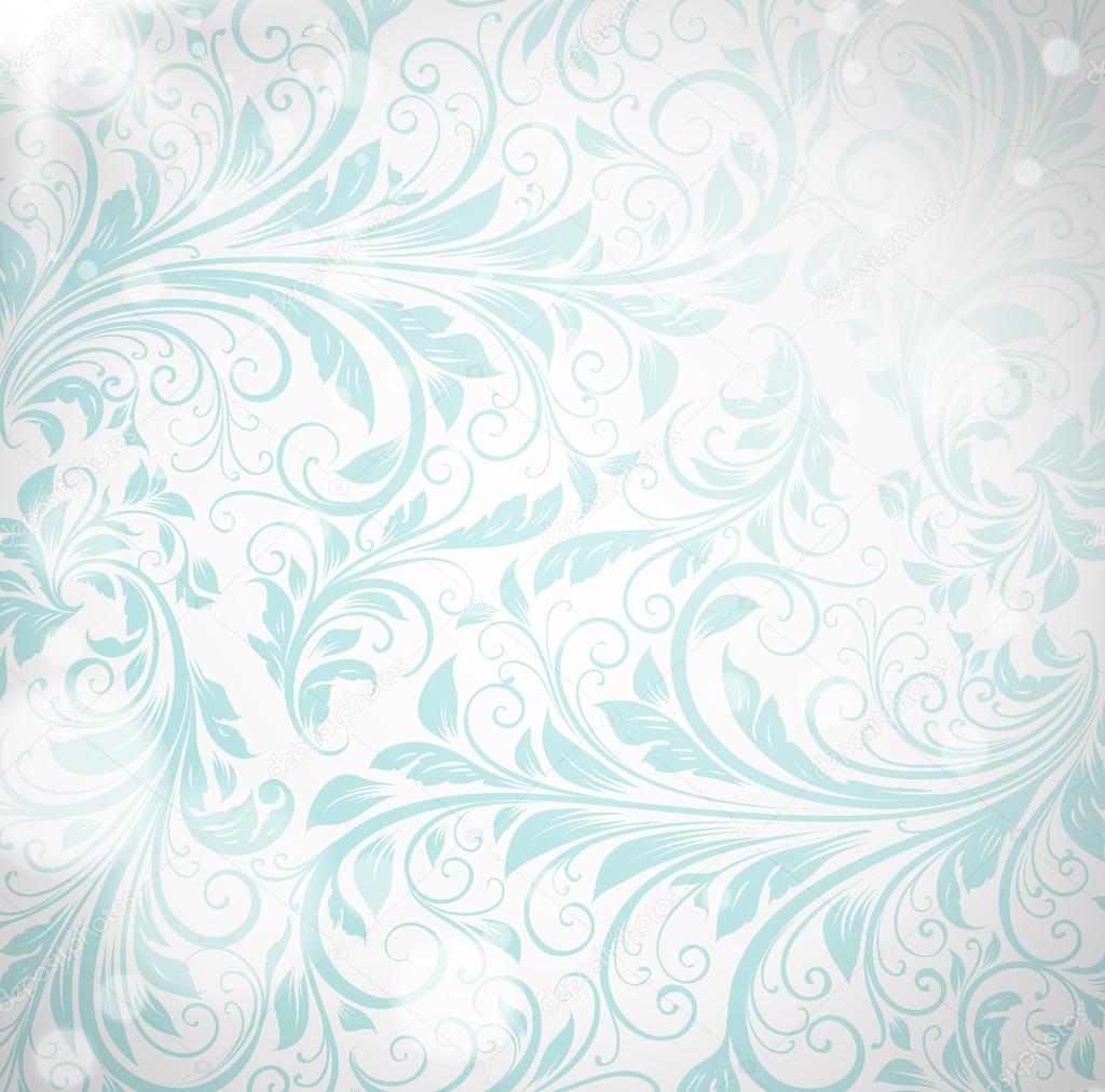 Seamless white and blue Damask wallpaper