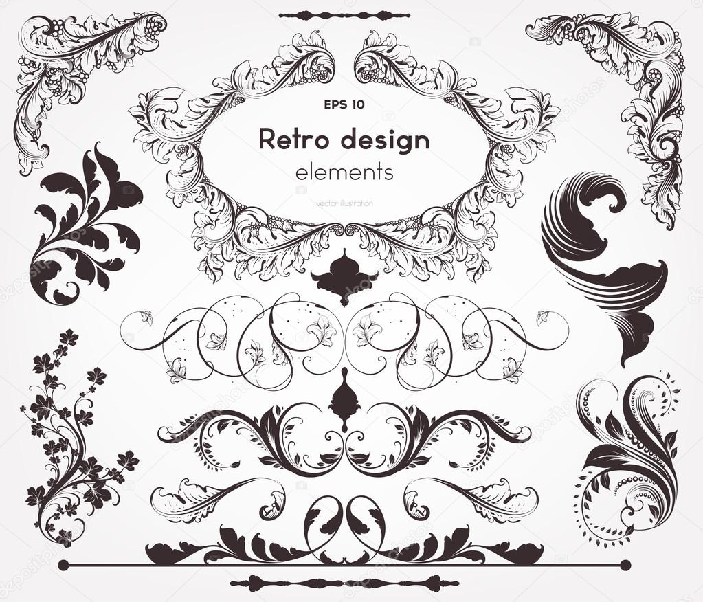 Vector set: calligraphic design elements and page decoration