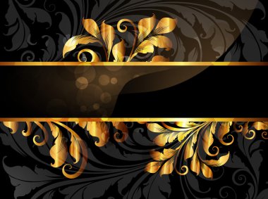 çiçek süsleme altın çerçeveli yapraklar ve çiçekler için retro tasarım