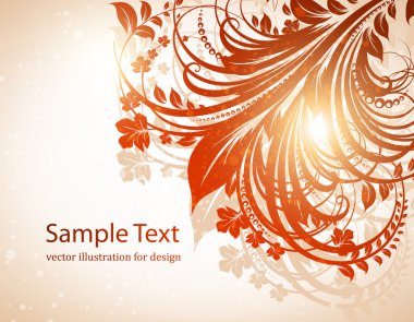 el ile tebrik vektör kartı retro tasarım çiçek, çiçek arka plan çekilmiş