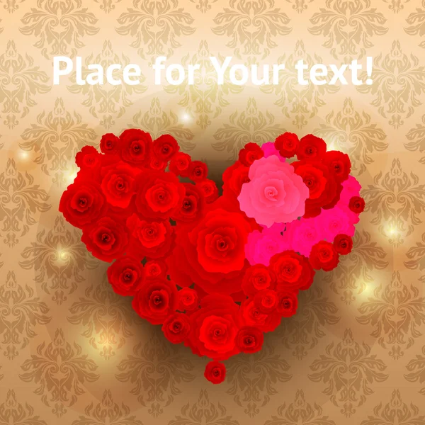 Valentine rose coeur — Image vectorielle