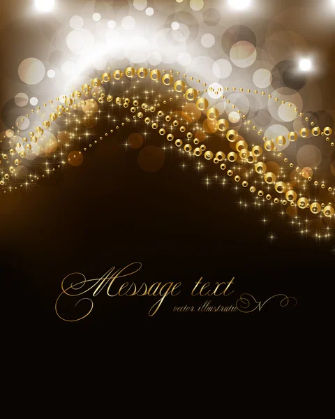 Elegante fondo mágico dorado con lugar para la invitación de texto. con estrellas, sol y chispas — Vector de stock