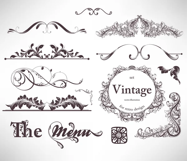 Set vectoriel : éléments de design calligraphique et décoration de page — Image vectorielle