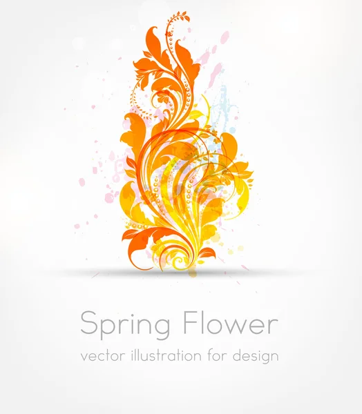 Hand dras floral bakgrund med blommor, hälsning vektor kort för retro design — Stock vektor