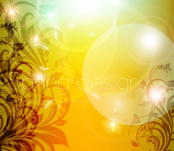 Empty storefront with floral seamless background. — Stock Vector