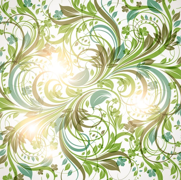 Fondo de pantalla transparente con adorno floral con hojas y flores para el diseño vintage — Vector de stock