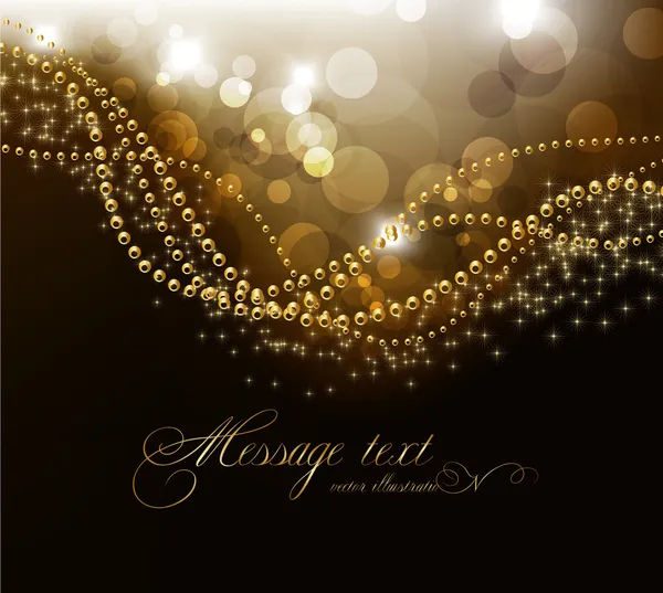 Elegante fondo mágico dorado con lugar para la invitación de texto. con estrellas, sol y chispas — Vector de stock