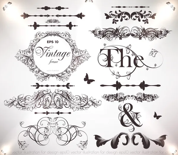 Vectorset: calligrafische designelementen en paginadecoratie — Stockvector