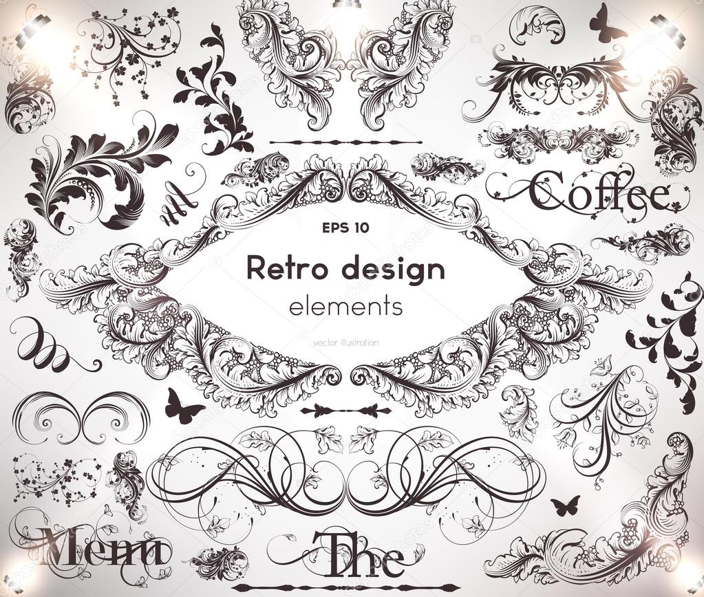 Vector set: calligraphic design elements and page decoration