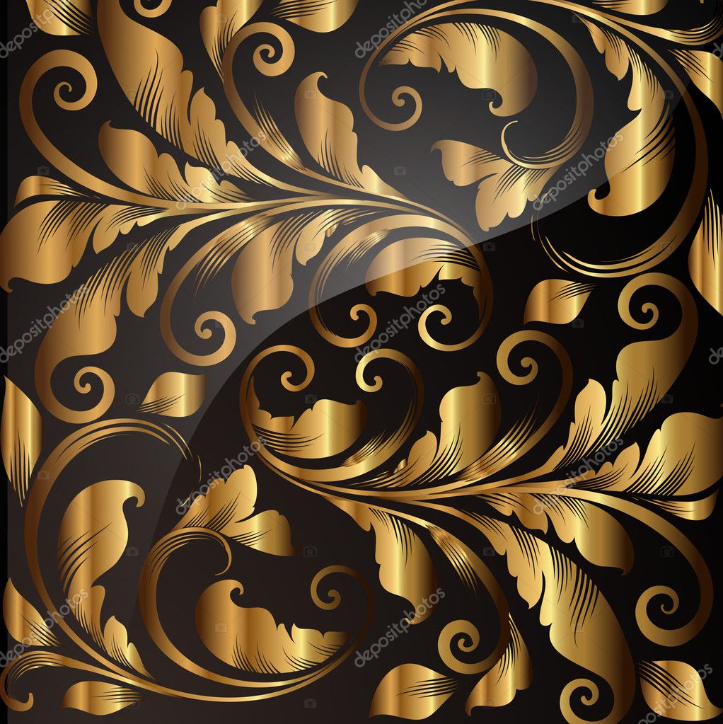 Seamless wallpaper pattern gold, vector Stock Vector Image by ©Ozerina