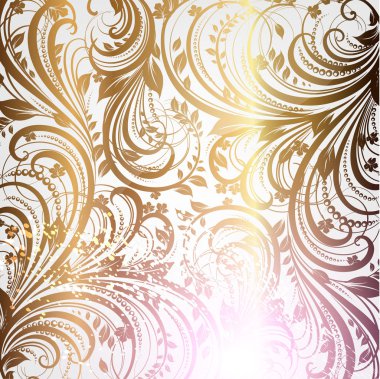 Dikişsiz duvar kağıdı deseni altın, vektör