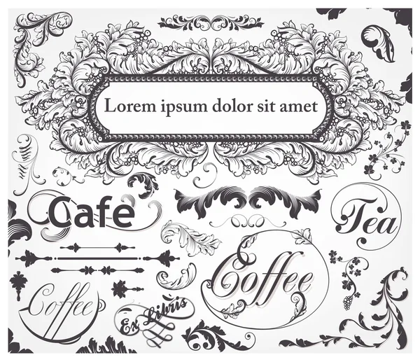 Set vettoriale: elementi di design calligrafico e decorazione della pagina — Vettoriale Stock