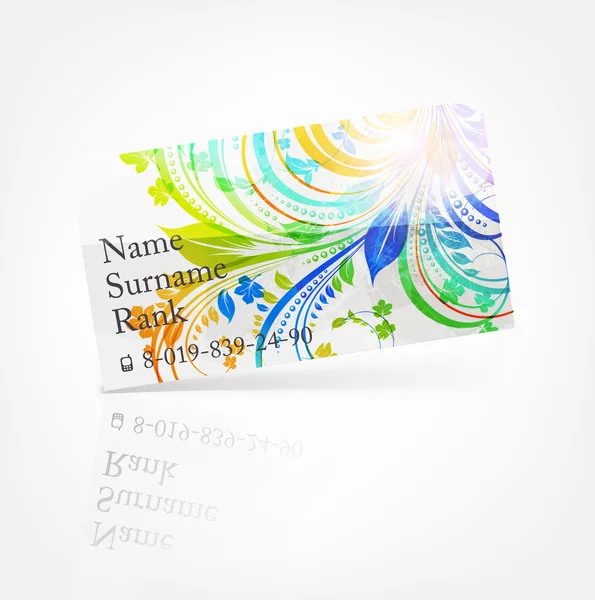 Colorful Business card spring or summer floral bright design template — Stock Vector