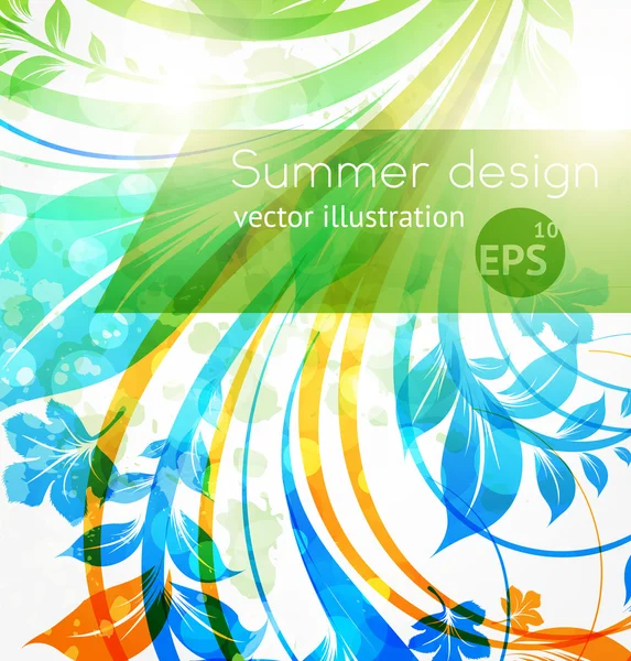Цветочные летние элементы дизайна с солнечным сиянием. Абстрактный яркий фон для ретро-дизайна . — стоковый вектор