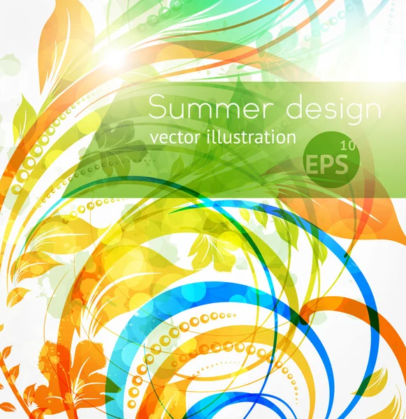 Floral zomer ontwerpelementen met zon schijnen. bloem abstracte lichte achtergrond voor retro design. — Stockvector