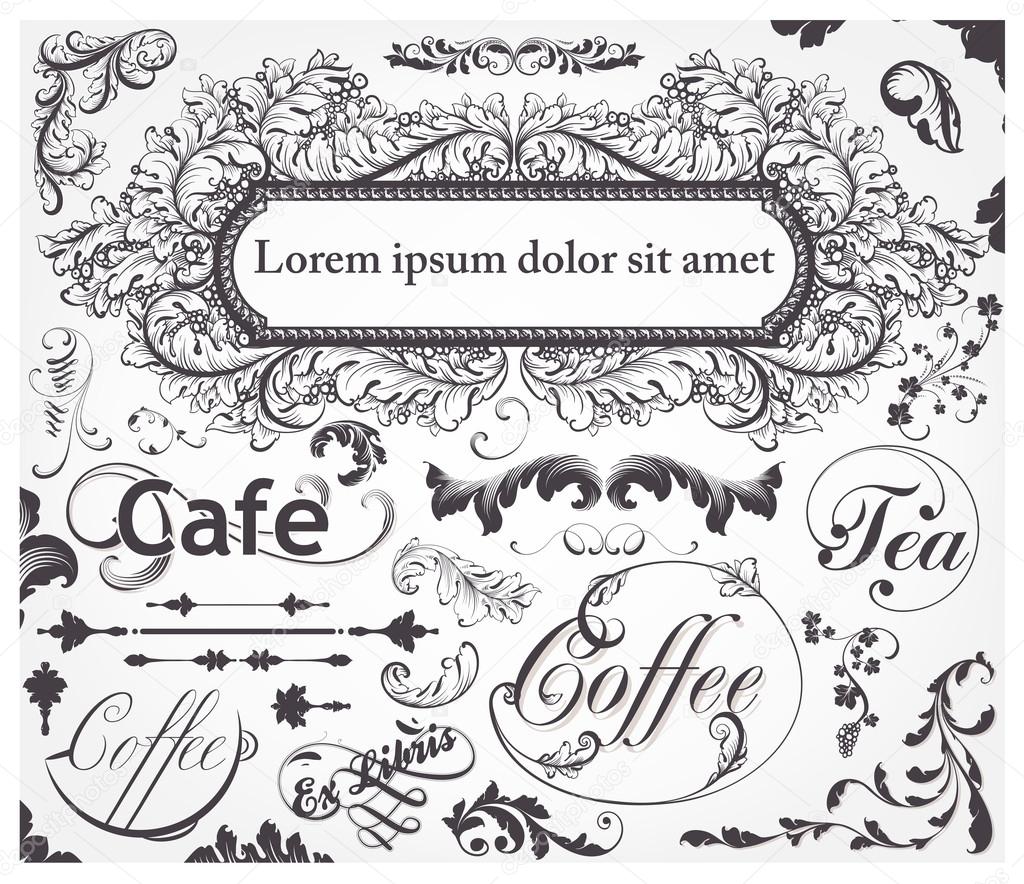Vector set: calligraphic design elements and page decoration