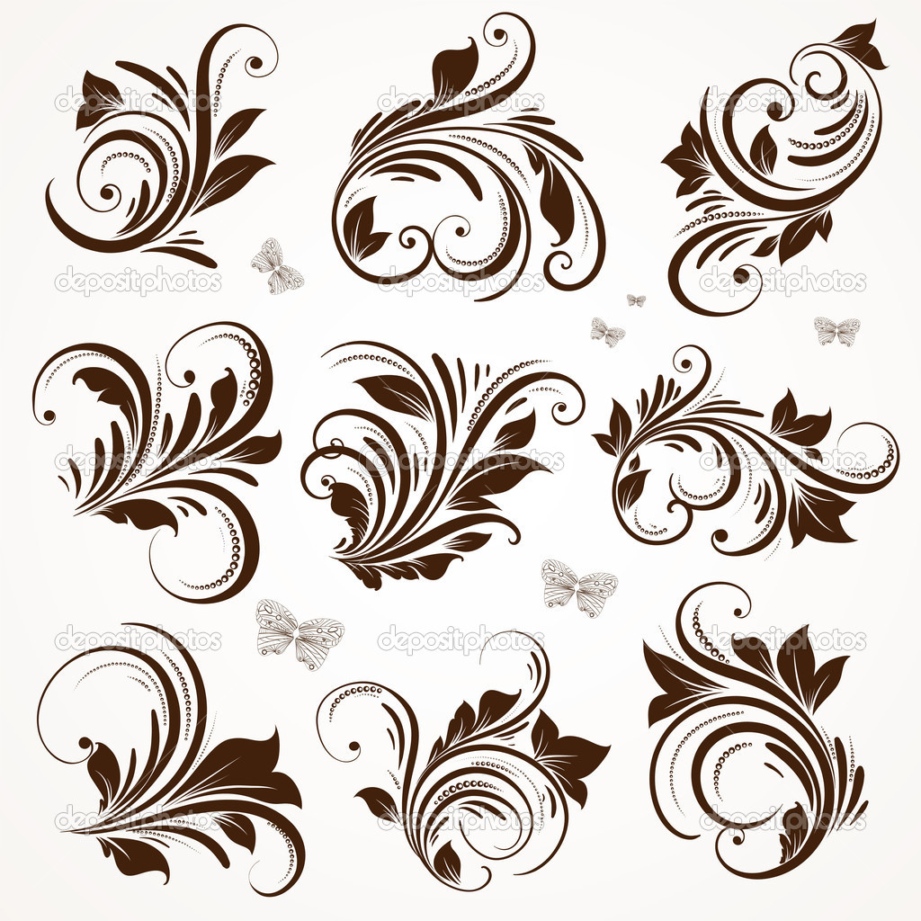 Vector set: calligraphic design elements and page decoration