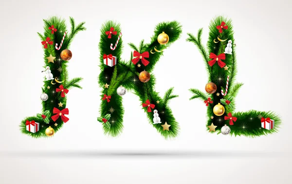 Fonte J, k et l letters vector christmas tree — Image vectorielle