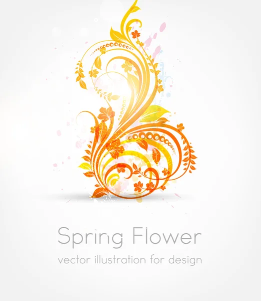 손으로 그린 꽃 배경 꽃, 복고풍 디자인을 위한 벡터 카드 인사말 — 스톡 벡터