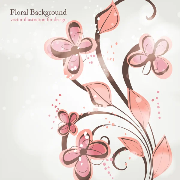 Fundo floral desenhado à mão com flores, cartão vetorial de saudação para design retro —  Vetores de Stock