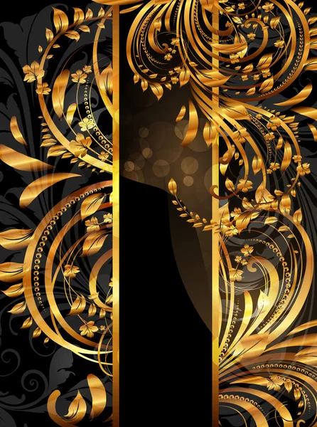 Bannière dorée noire d'été — Image vectorielle