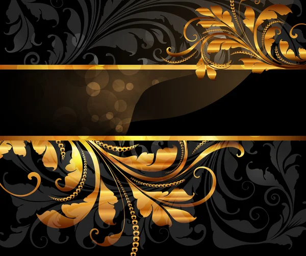 Banner dorado negro de verano — Vector de stock