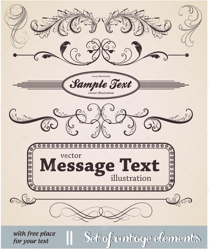 Vector set: calligraphic design elements and page decoration