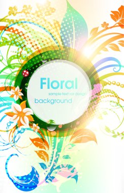 çiçek, güneş ve uğur böceği tasarlamak vektör çiçek yaz arka plan.