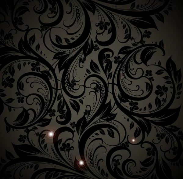 Fond floral sans couture avec motif de fleurs pour la conception de papier peint, noir — Image vectorielle