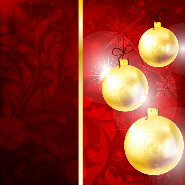 Red Elegant christmas background with baubles — Stock Vector