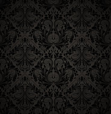 çiçek desenli duvar kağıdı tasarımı, siyah için dikişsiz çiçek arka plan