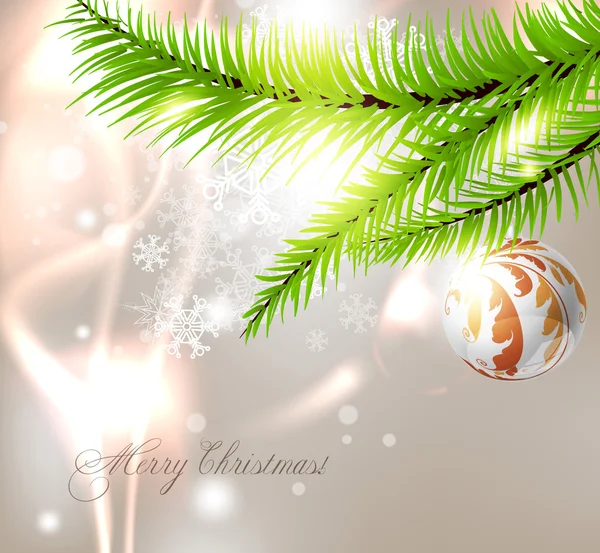 Christmas background with baubles and christmas tree — Stock Vector