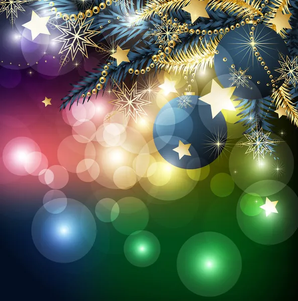Jul bakgrund med grannlåt och julgran — Stock vektor