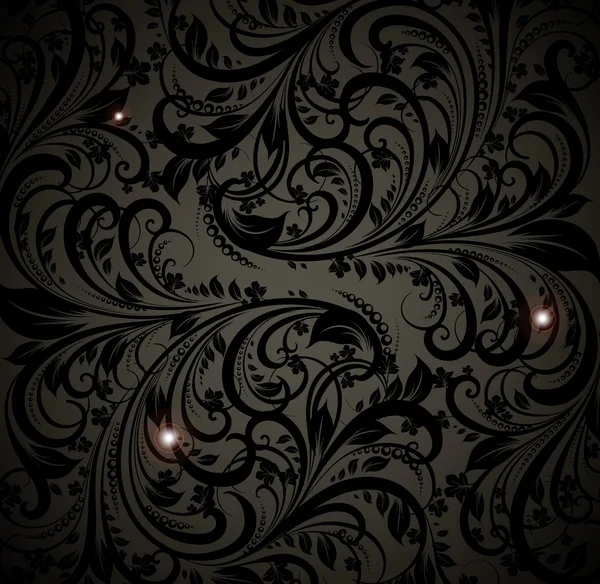Fond floral sans couture avec motif de fleurs pour la conception de papier peint, noir — Image vectorielle