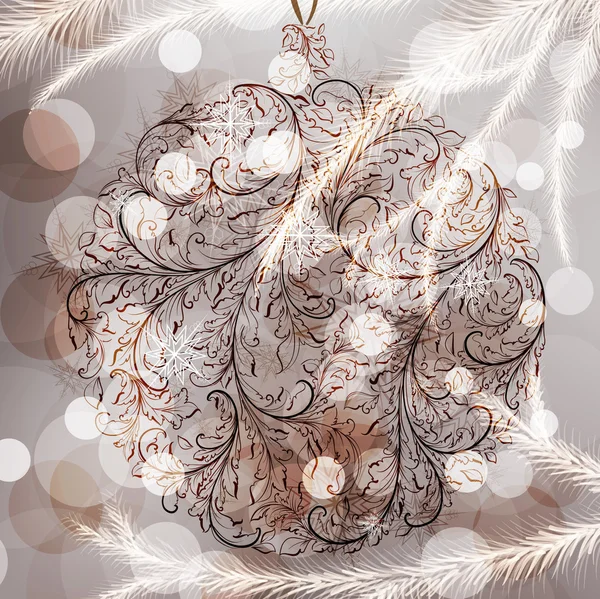 Fondo vintage de Navidad rosa con bolas retro dibujadas a mano para el diseño de Navidad — Archivo Imágenes Vectoriales