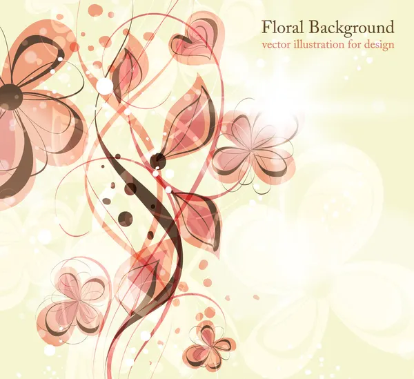 Hand Drawn floral background with flowers, greeting vector card for retro design — Stock Vector