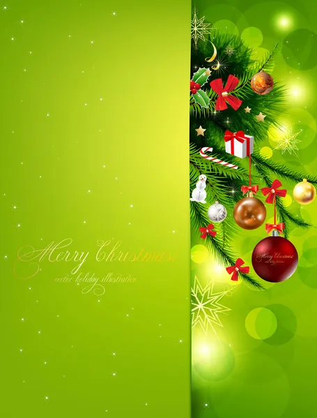 Noel arkaplanı, takılar ve Noel ağacı.