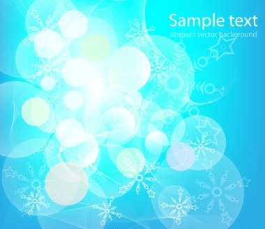 Beyaz kar taneleri ve ışıkları olan soyut Noel kartı