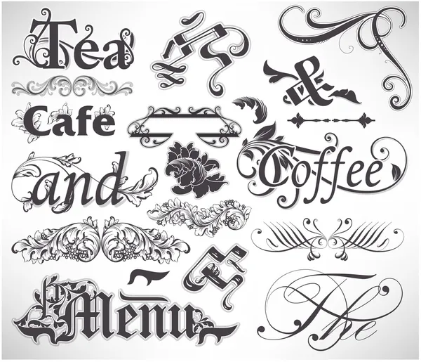 Vector set: calligraphic design elements and page decoration - lots of useful elements to embellish your layout — Stock Vector