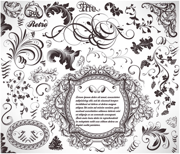 Абстрактный рисунок дизайна. Цветочные ретро-элементы для фона
