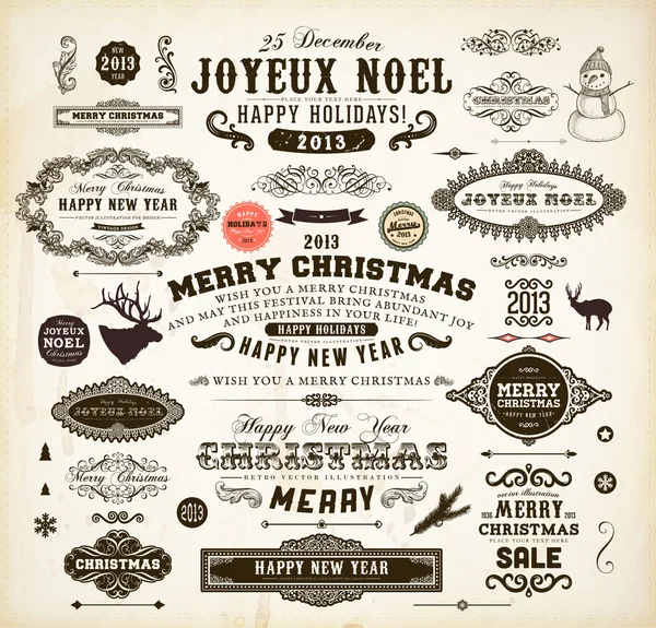 Kerstmis decoratie collectie. — Stockvector