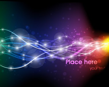 Koyu arkaplana karşı vektör çizgisi soyutlama tasarımı