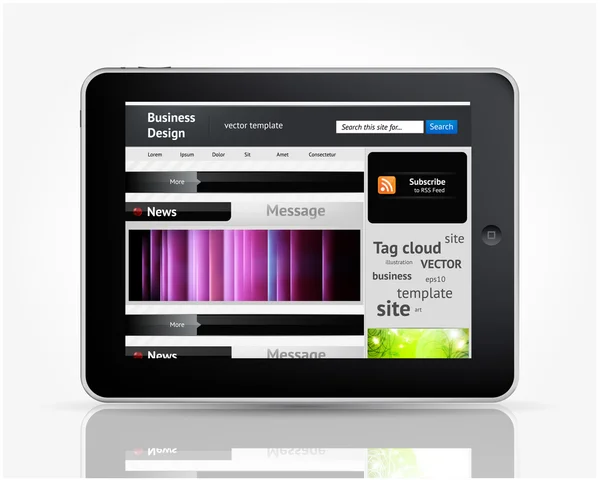 サイト テンプレートでタブレット コンピューター. — ストックベクタ