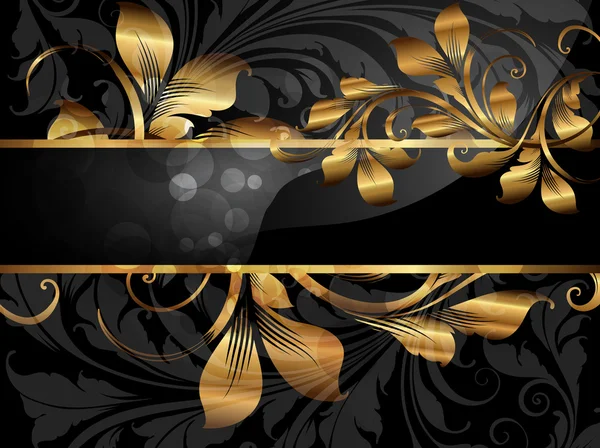 Banner dorado negro de verano — Vector de stock