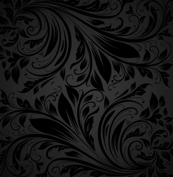 Fundo floral sem costura com padrão de flores para design de papel de parede, preto — Vetor de Stock