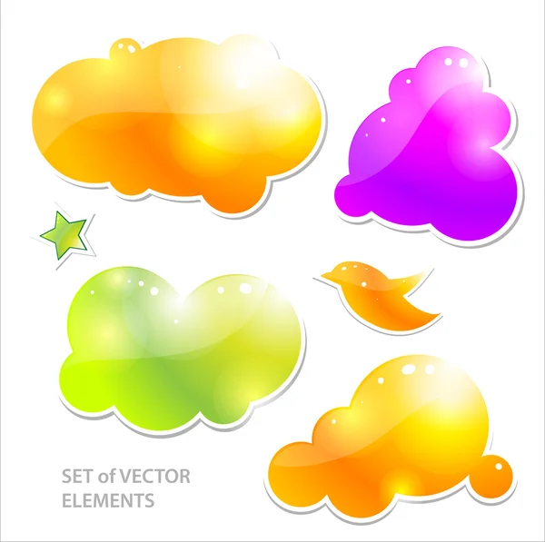 Collection of brightly colored, glossy web elements. — Stock Vector